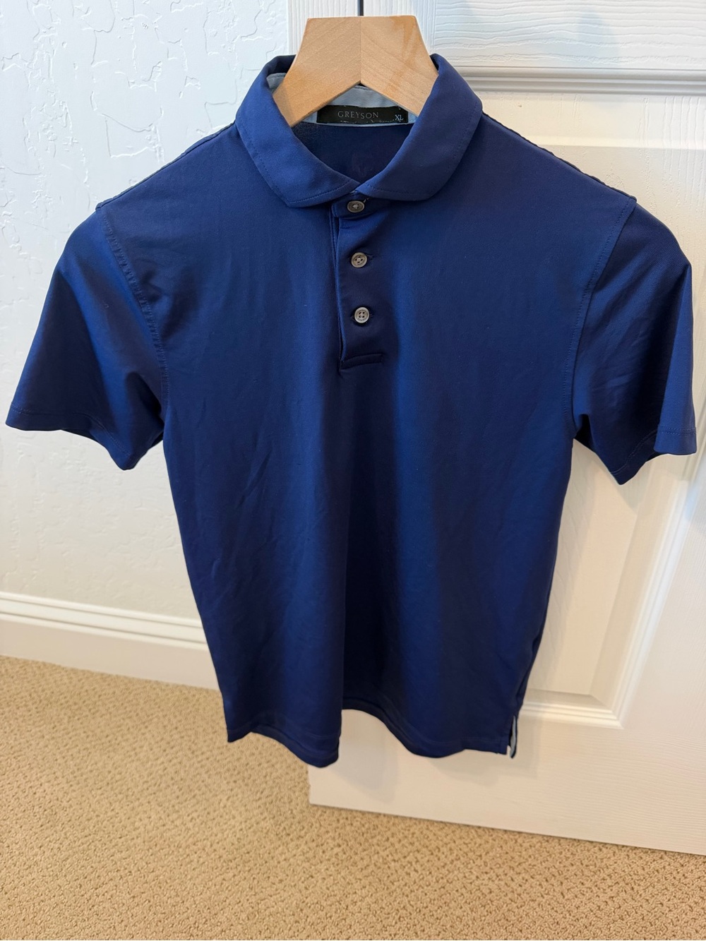Greyson Juniors Boys Greyson Navy Short-Sleeve Polo Shirt